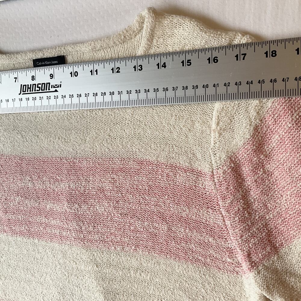 Calvin Klein Jeans Women Sweatshirt XL Pink Cotton Nylon Striped Long Sleeve - Picture 7 of 8